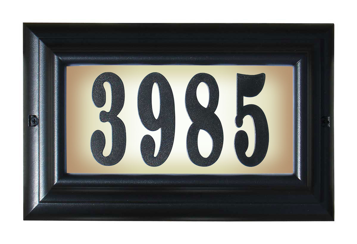 Qualarc Edgewood Lighted Address Plaque Black Large