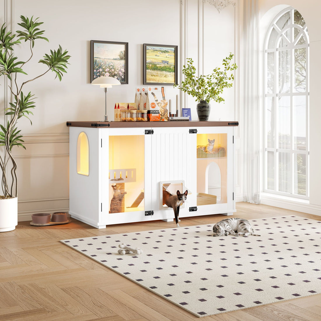 Cat litter box enclosure assembly view