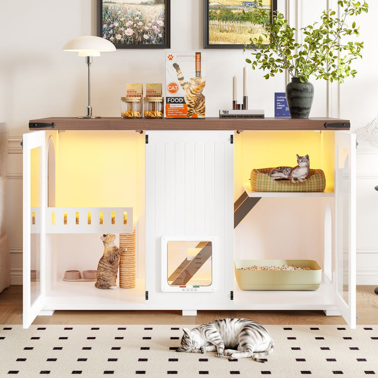 Cat litter box enclosure interior layout