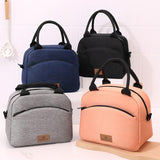 Portable cooler bag wide opening top view loaded with food