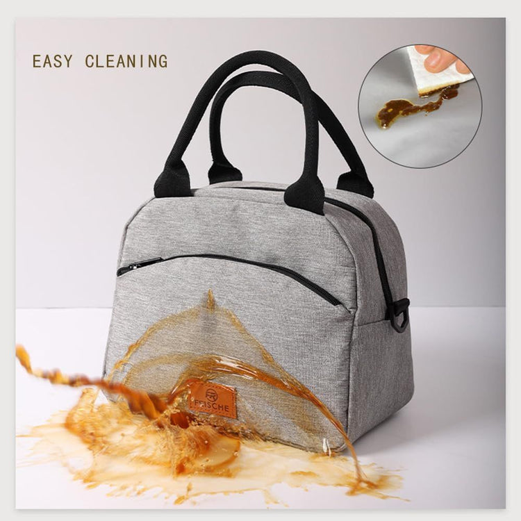 Portable cooler bag closed view ready to carry