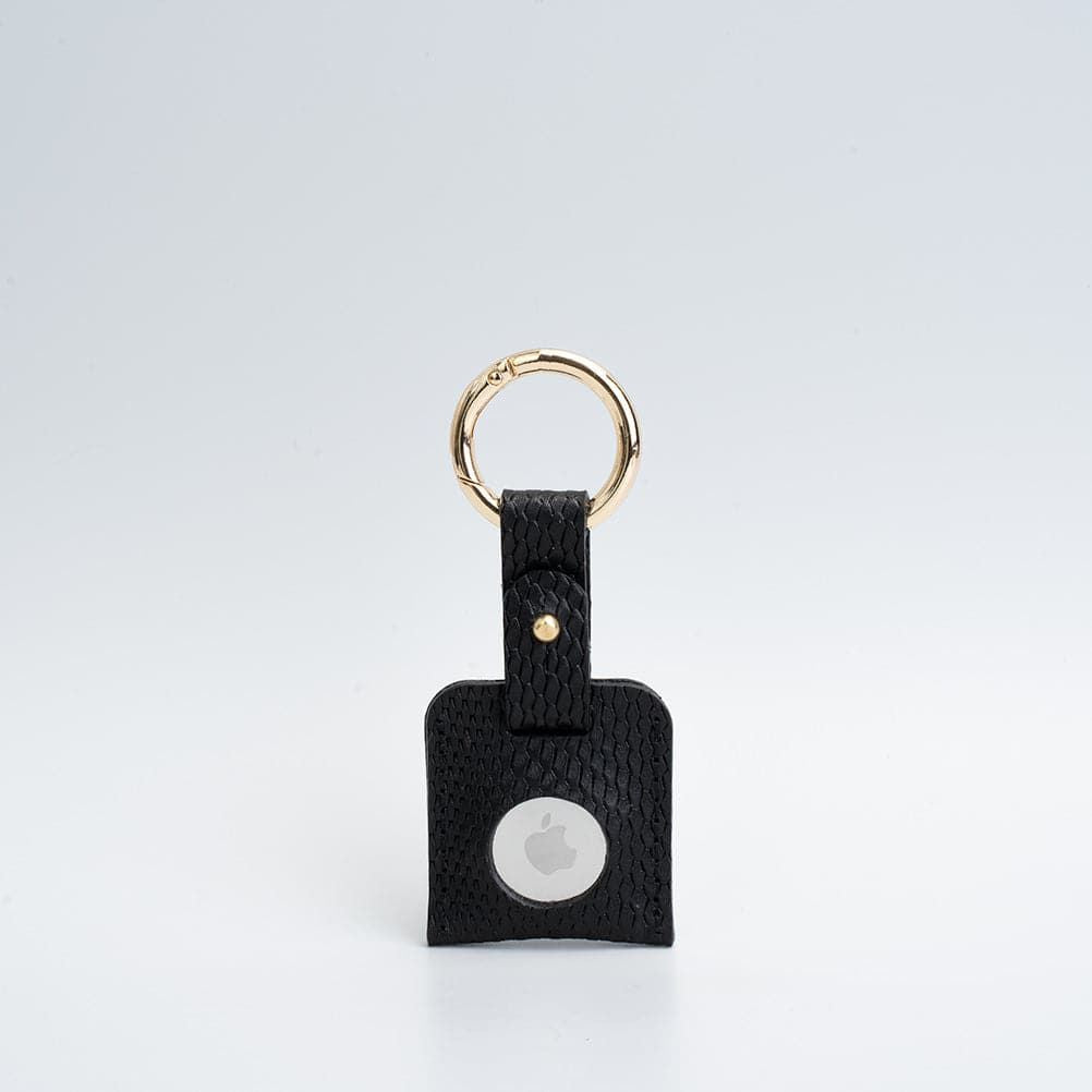 Leather AirTag holder case open showing interior