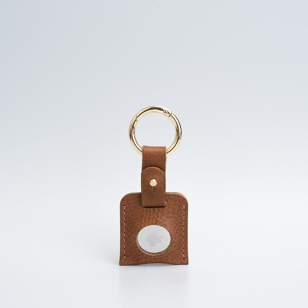 Leather AirTag keychain case in Natural Beige