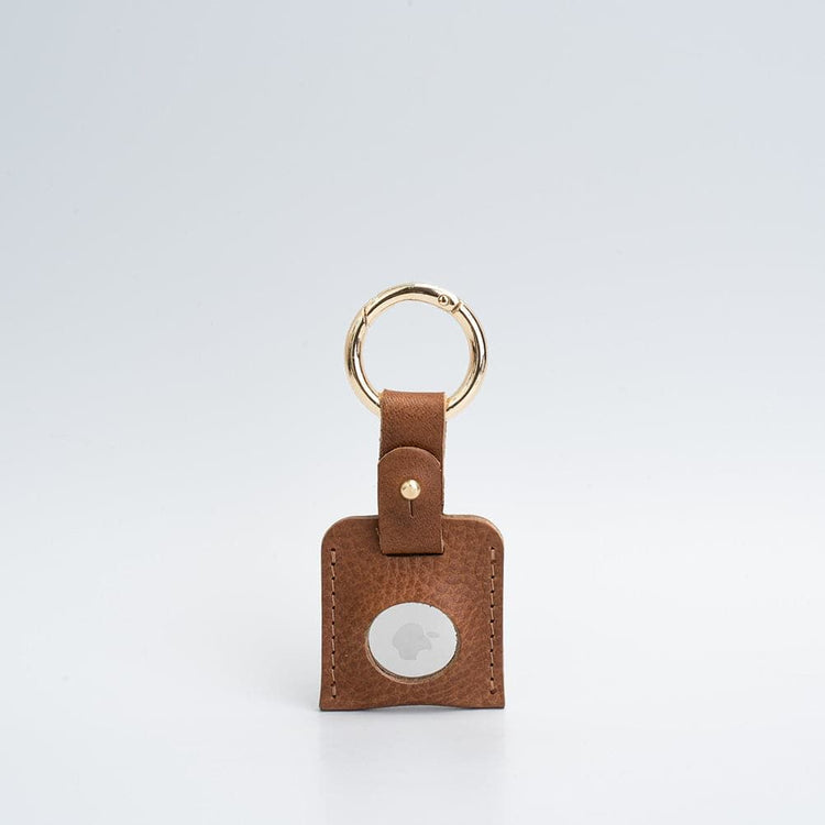Leather AirTag keychain case in Natural Beige
