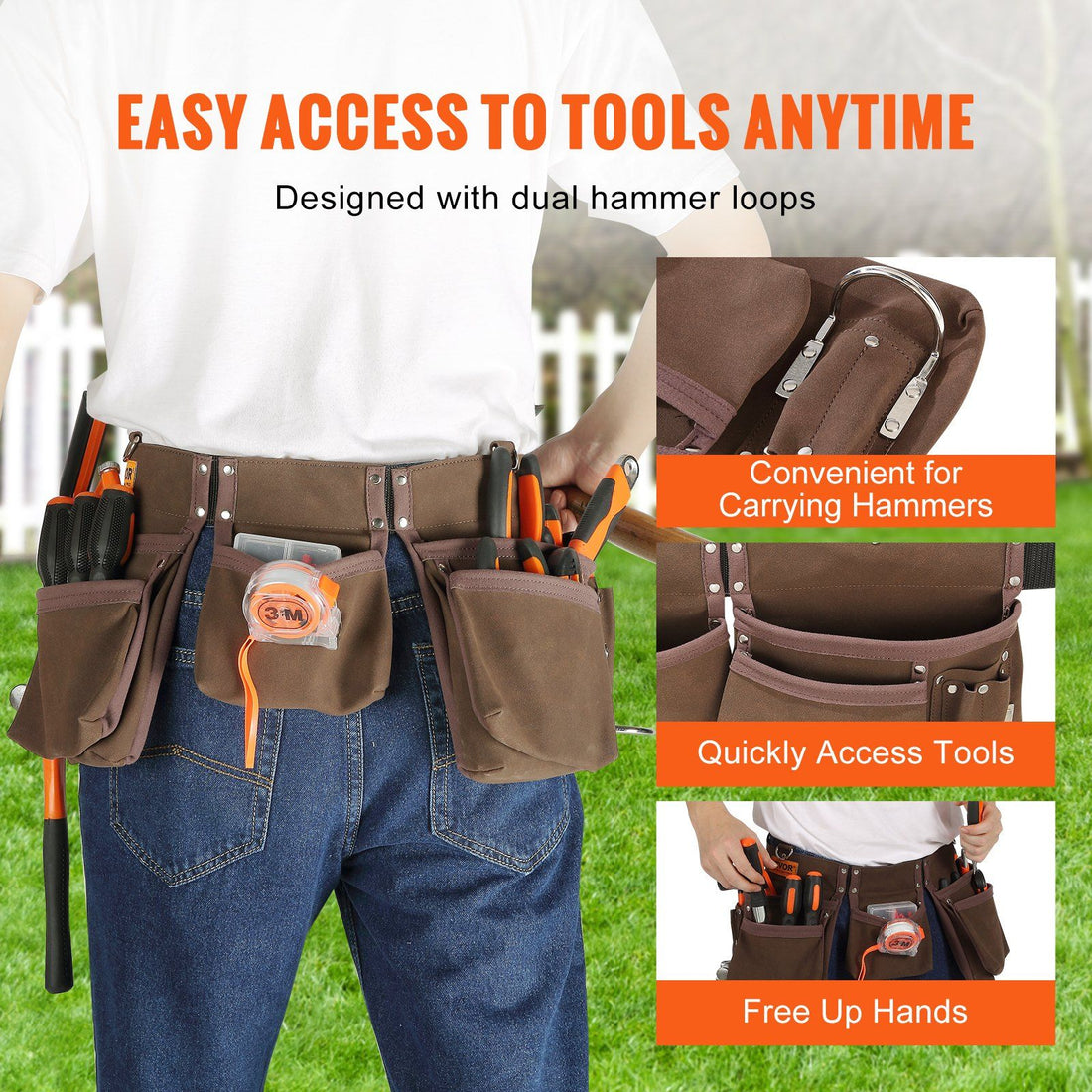 Leather tool belt adjusted to a small waist setting