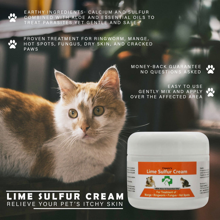 Lime sulfur pet skin cream close-up detail