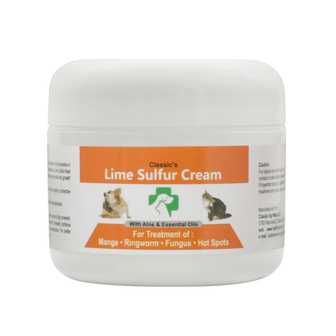 Lime sulfur pet skin cream back view