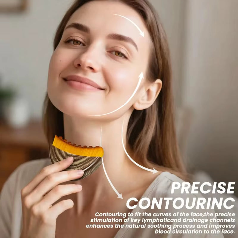 Lymphatic face contour brush used on the jawline