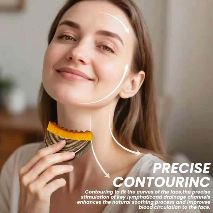 Lymphatic face contour brush used on the jawline
