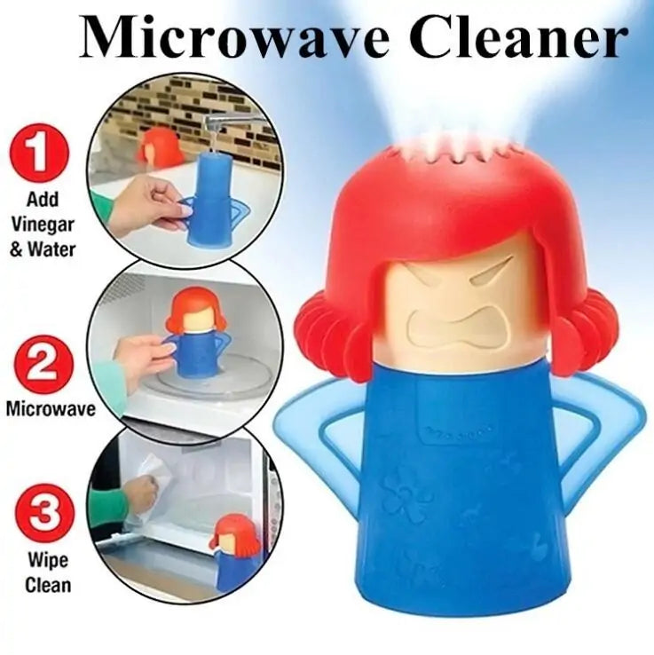 Microwave cleaner filled with water and vinegar before steaming
