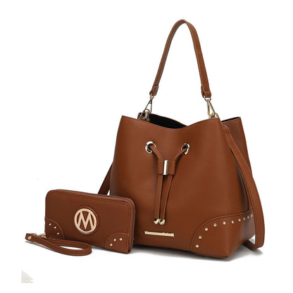 MKF Callie bucket bag set with matching wallet in vegan leather