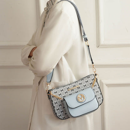 MKF Ciri double crossbody bag in neutral color, lifestyle scene