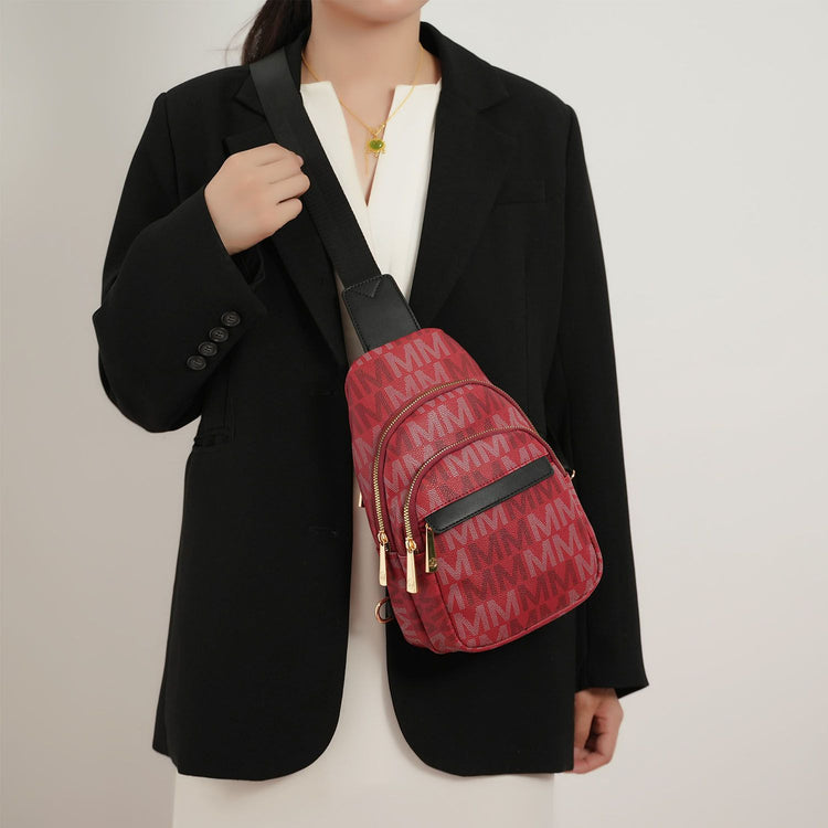 MKF Helaena sling bag hardware and clasp detail