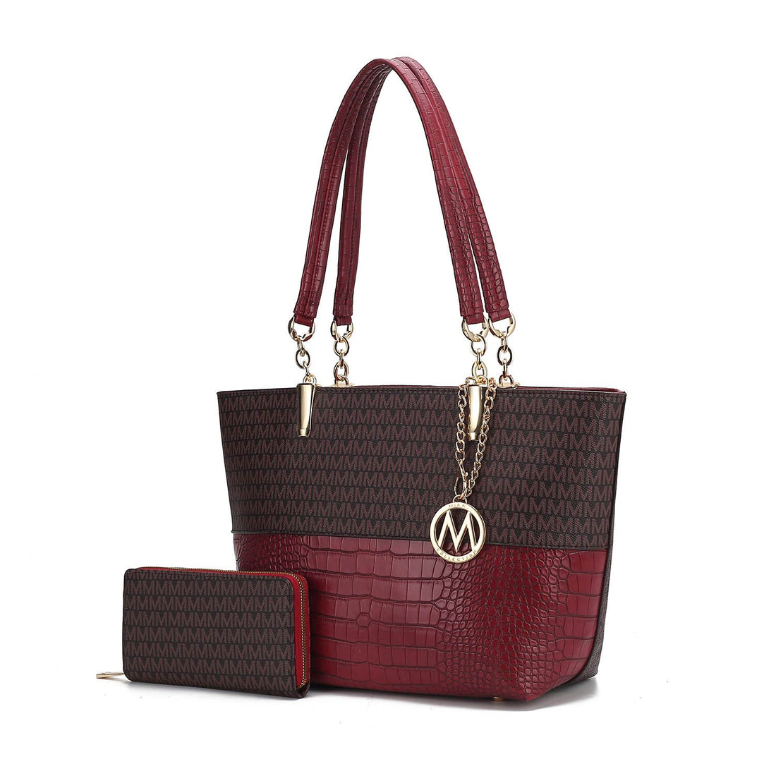 MKF Sasha vegan leather tote bag zipper close-up