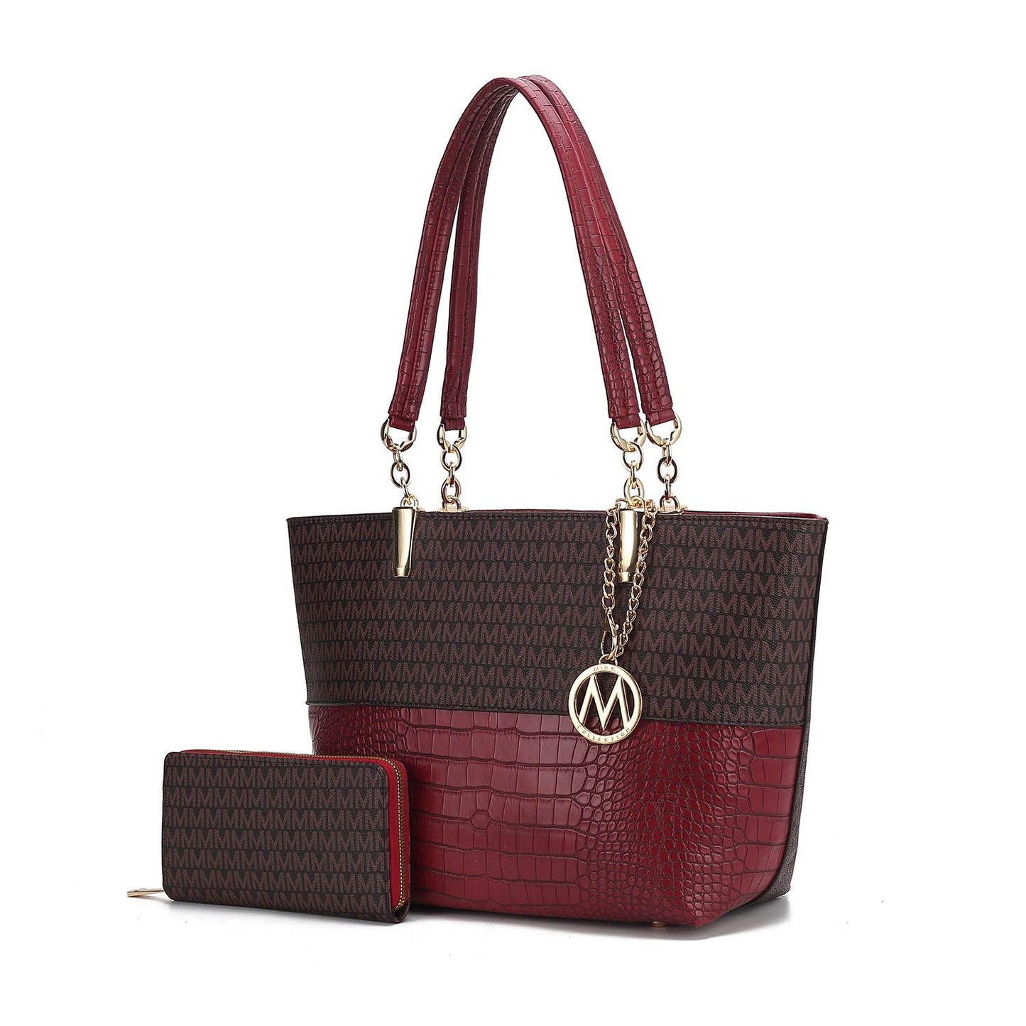 MKF Sasha vegan leather tote bag zipper close-up