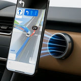Black magnetic air vent phone holder with metal plates