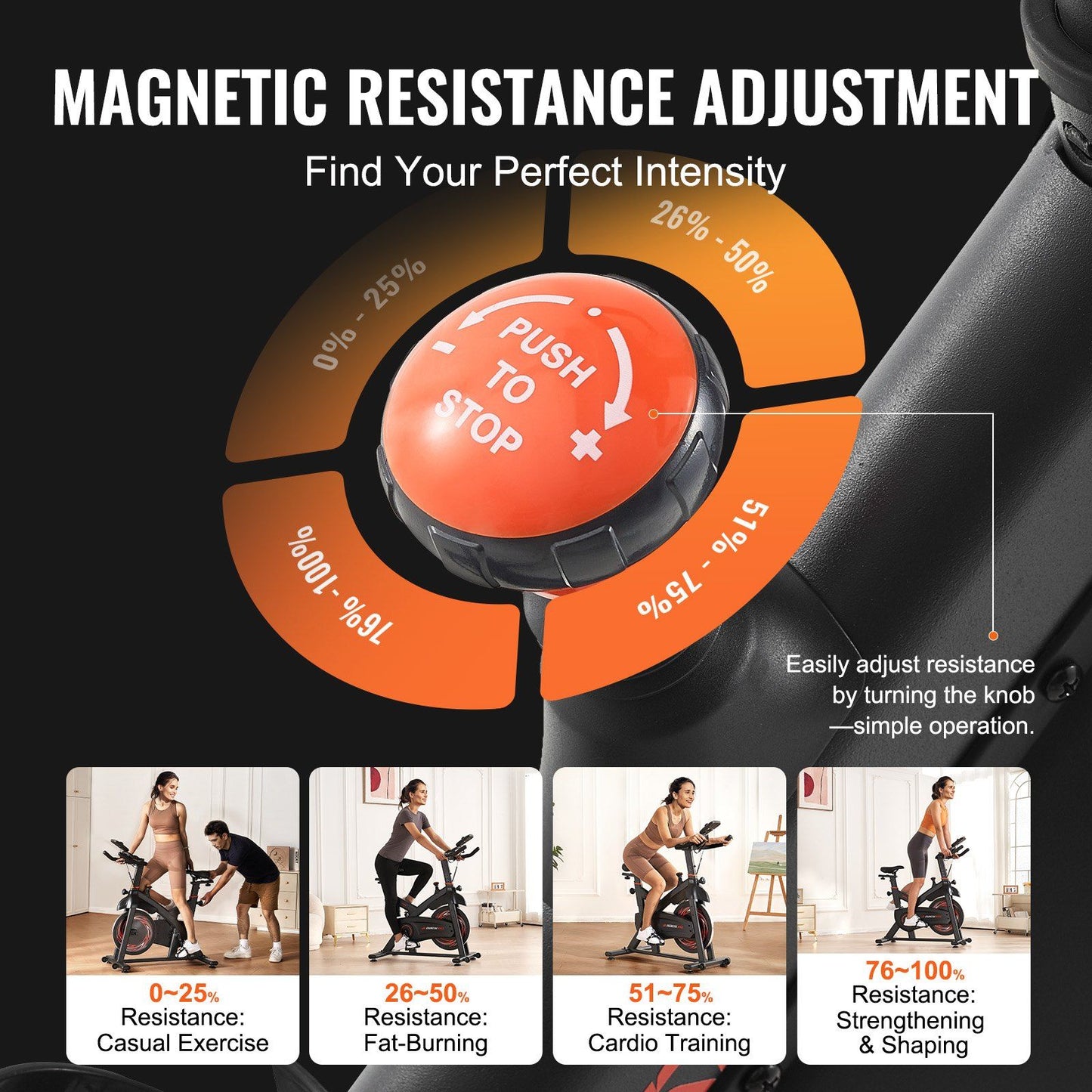 magnetic resistance exercise bike close-up detail