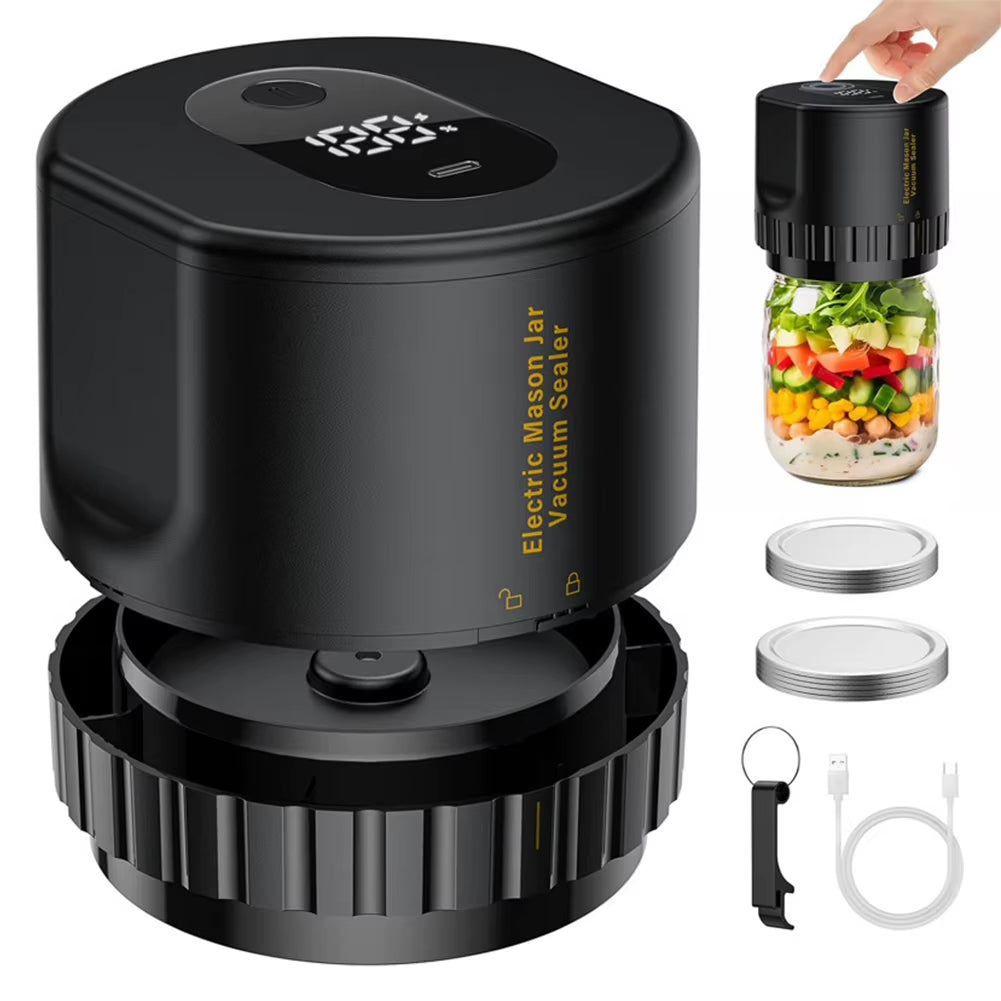 Mason jar vacuum sealer sealing a wide-mouth jar