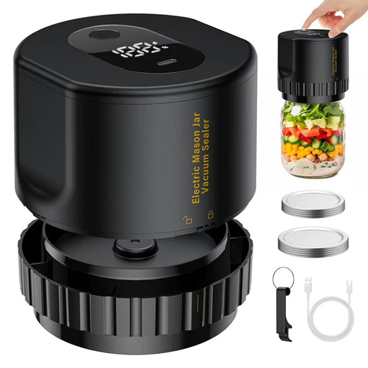 Mason jar vacuum sealer sealing a wide-mouth jar