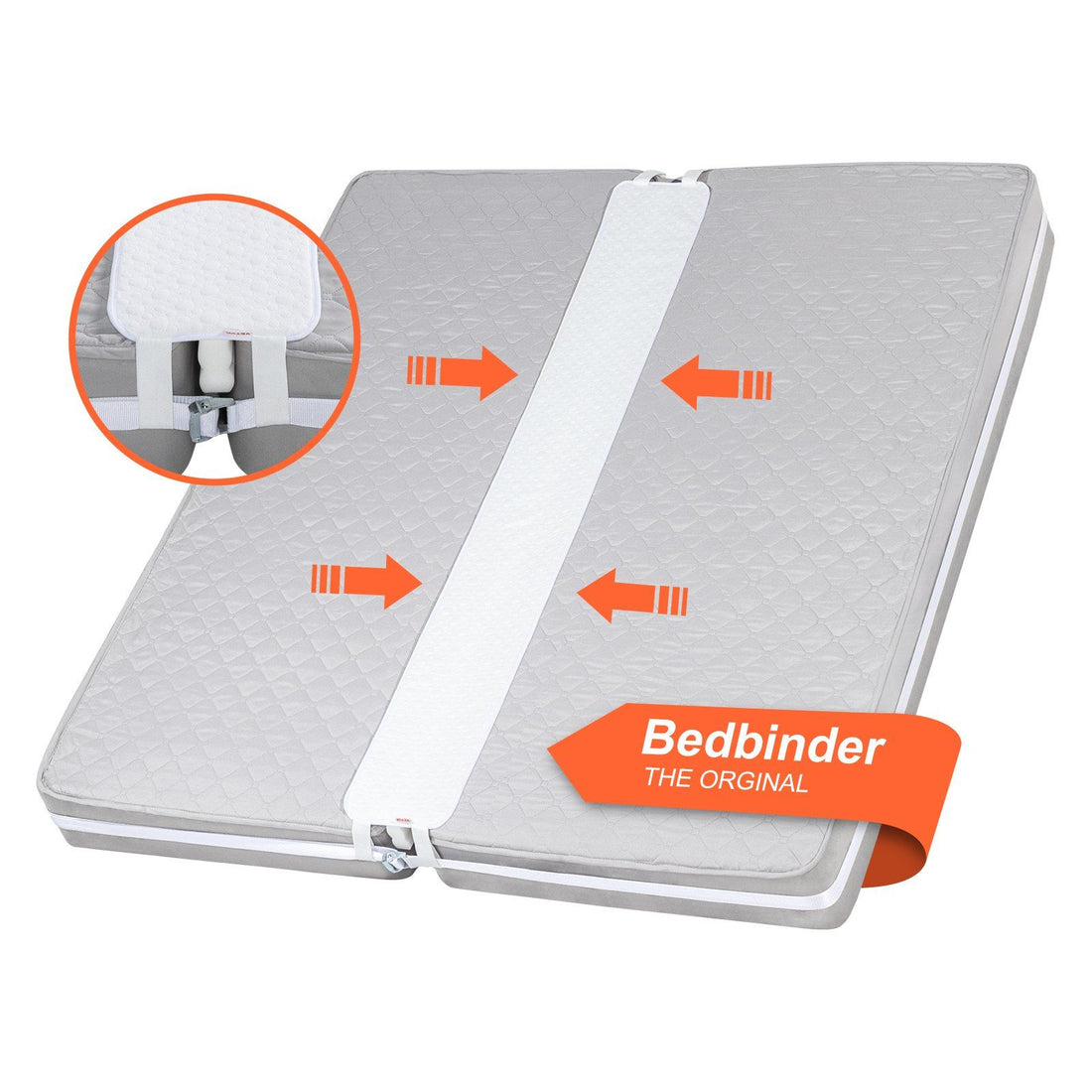 Mattress gap filler underside straps and buckles close-up