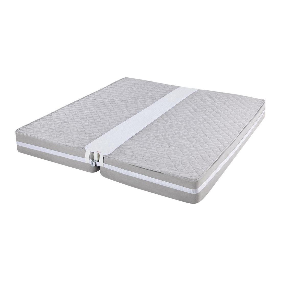 Mattress gap filler shown fitted under a bed sheet