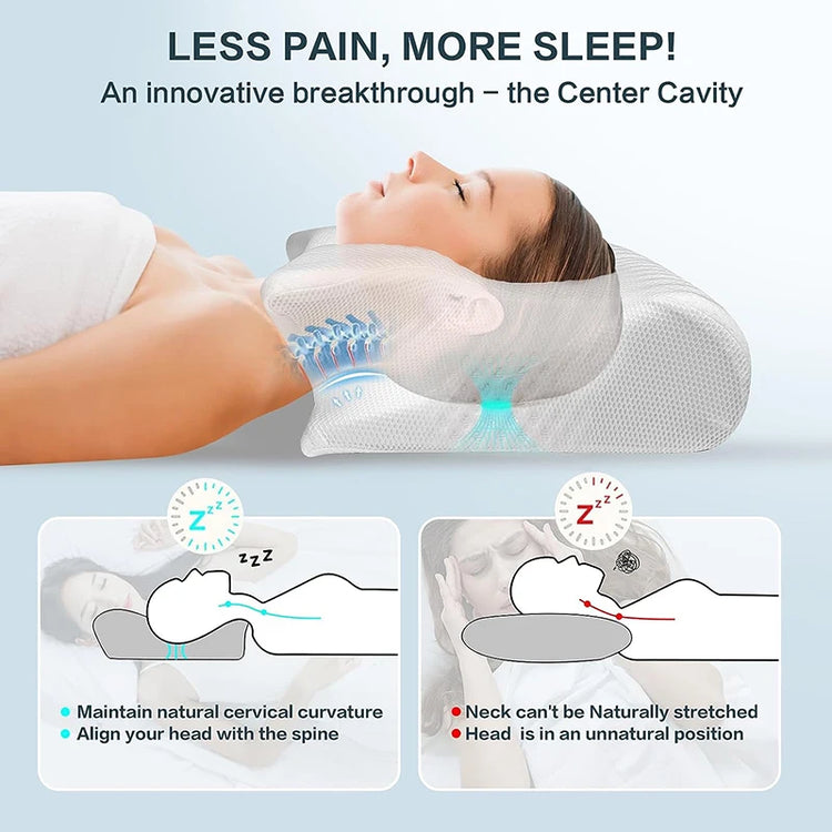 Memory foam neck pillow packed for travel