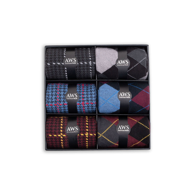 Men's bamboo dress socks 6-pack, gift box detail