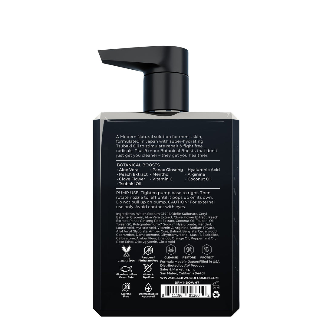 Men's Blackwood Moisturizing Body Wash pack detail