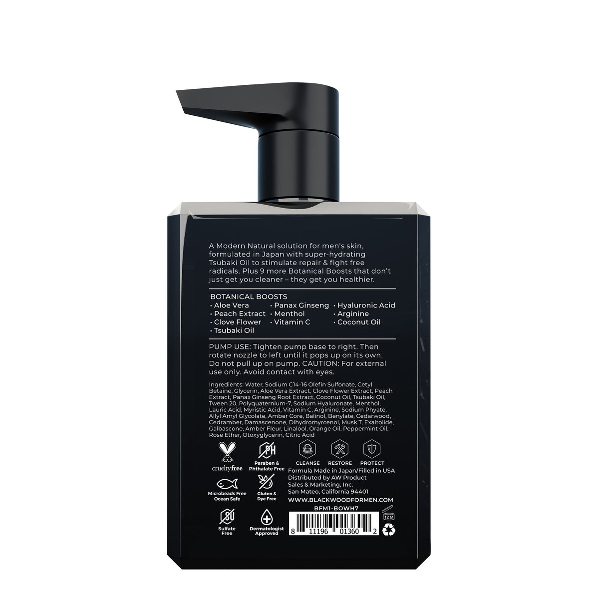 Men's Blackwood Moisturizing Body Wash pack detail