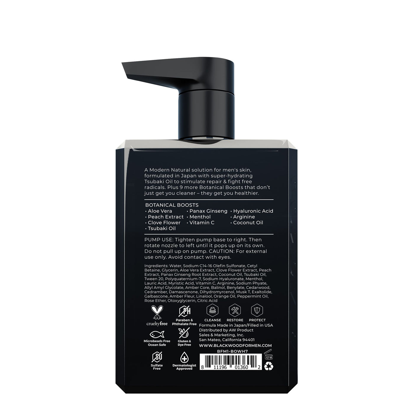 Men's Blackwood Moisturizing Body Wash pack detail