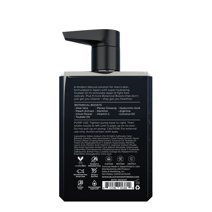 Men's Blackwood Moisturizing Body Wash pack detail