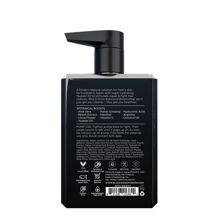 Men's Blackwood Moisturizing Body Wash pack detail