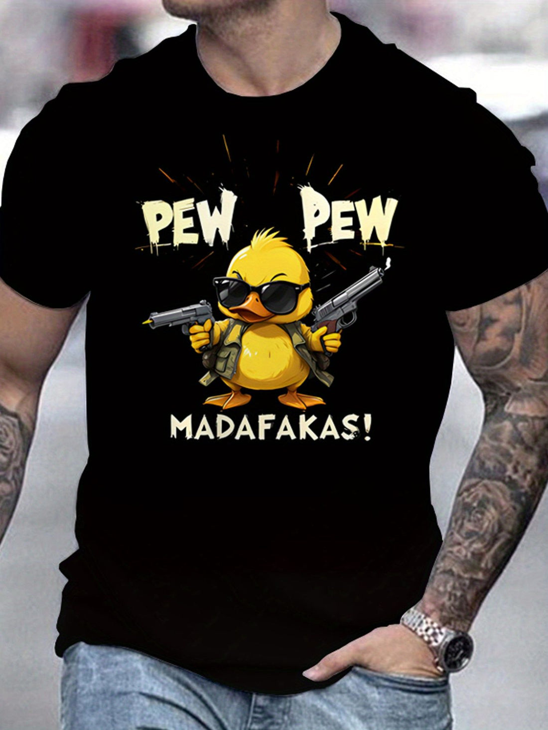 Men’s Duck Pattern Casual T-Shirt close up