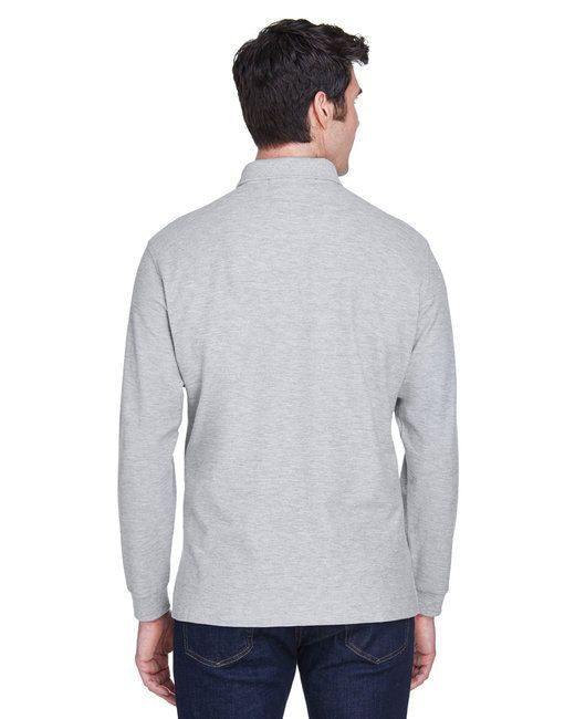 Men's pima long-sleeve pique polo, side view