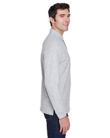 Men's pima long-sleeve polo, two-button placket detail