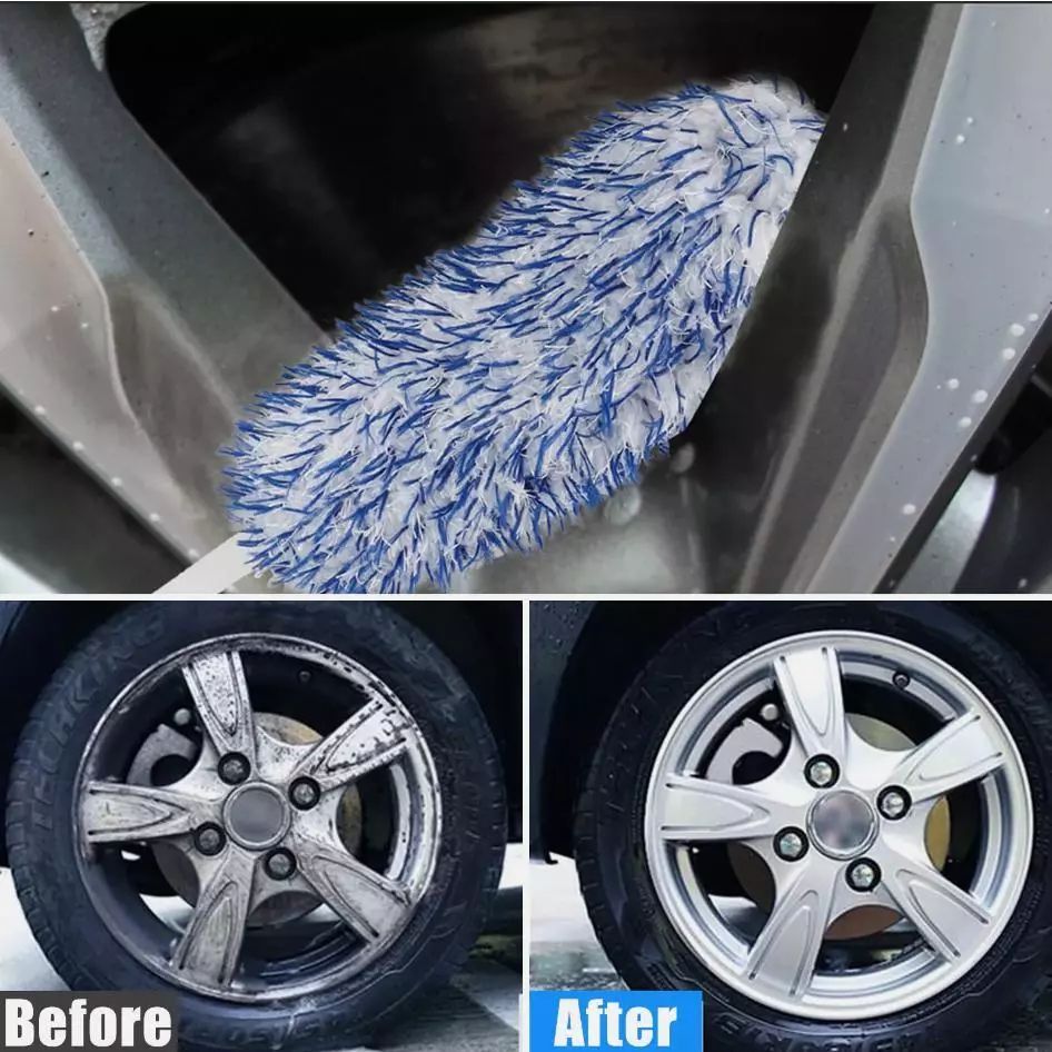 Microfiber Car Wheel Cleaning Brush side angle view