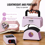 Mini cap heat press machine in its compact tabletop footprint with the curved cap-shaped platen visible