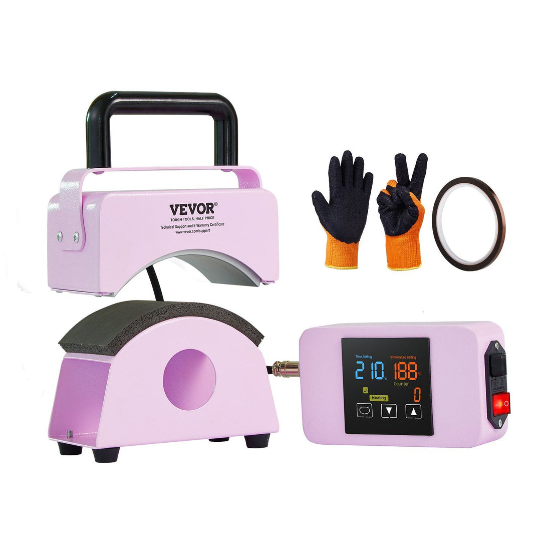 Mini cap heat press machine curved platen close-up