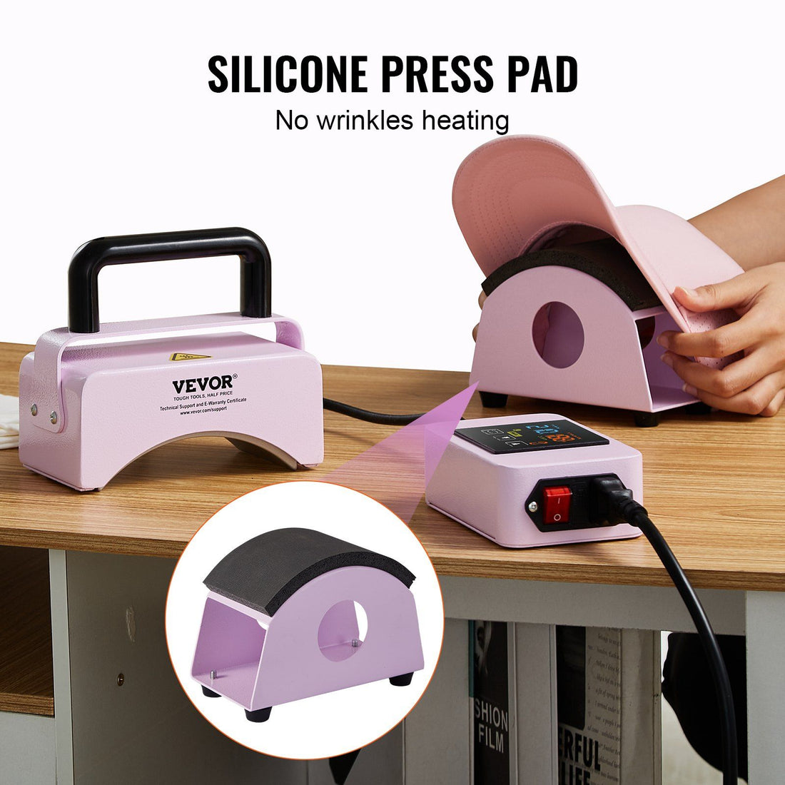 Mini cap heat press machine control panel and handle