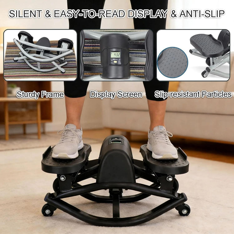 Mini stepper with anti-slip pedals for indoor cardio