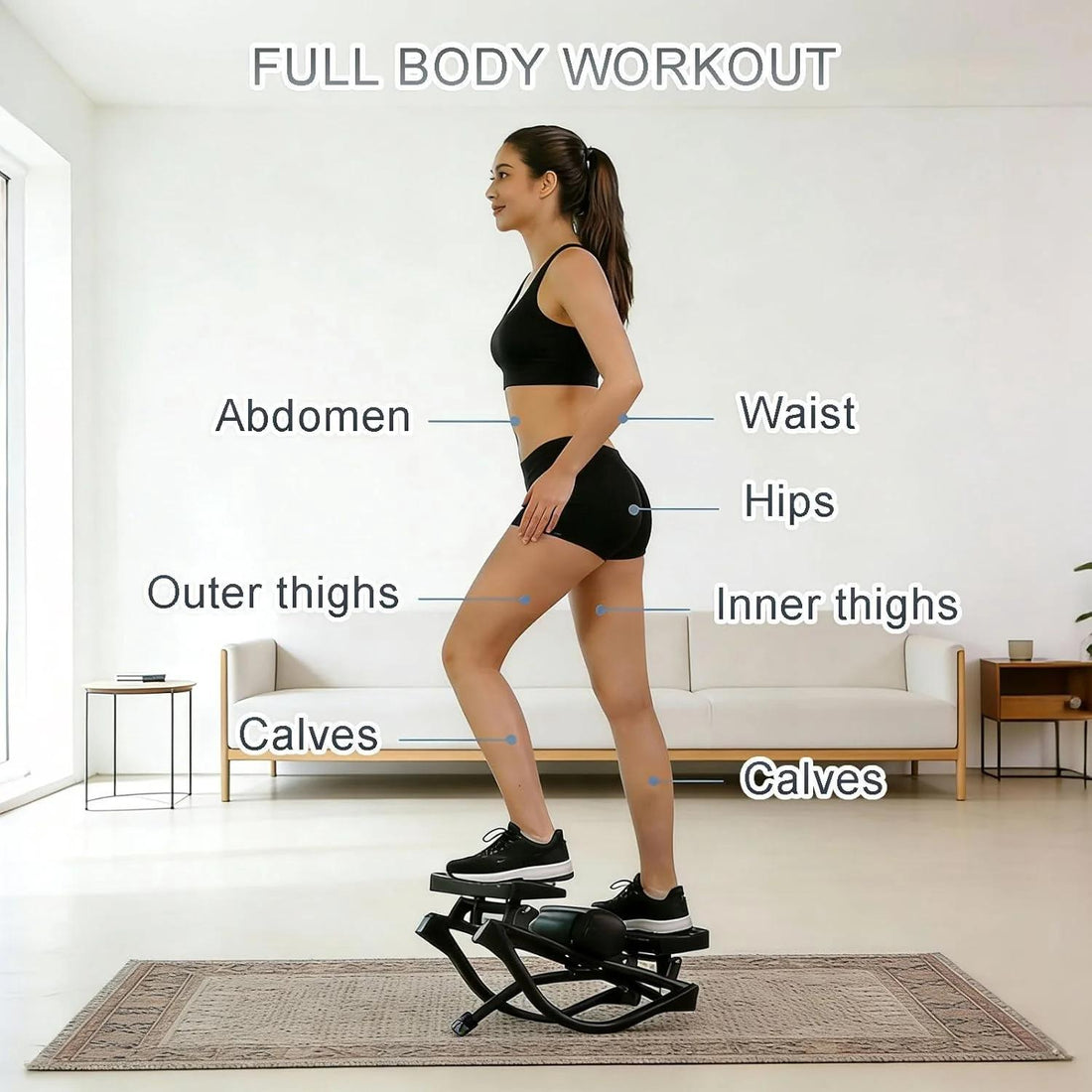 Mini stepper in use during low-impact cardio