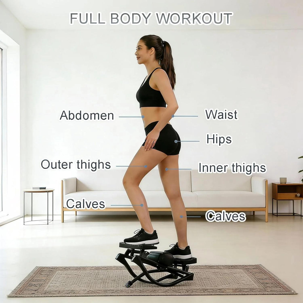 Mini stepper in use during low-impact cardio