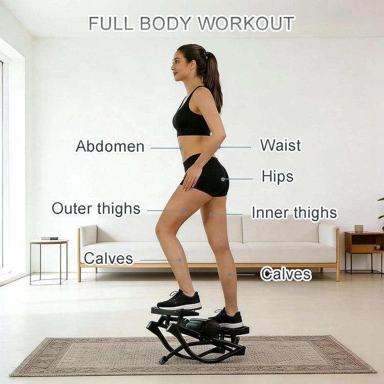 Mini stepper in use during low-impact cardio