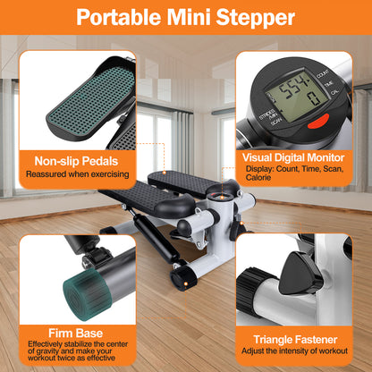 Mini Stepper with Resistance Bands and LCD Monitor8