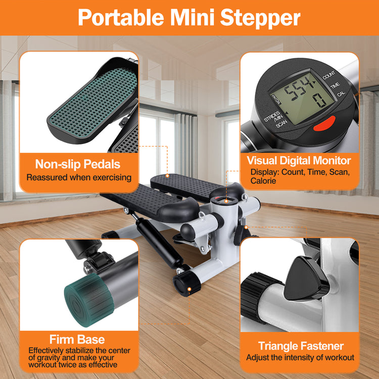 Mini Stepper with Resistance Bands and LCD Monitor8