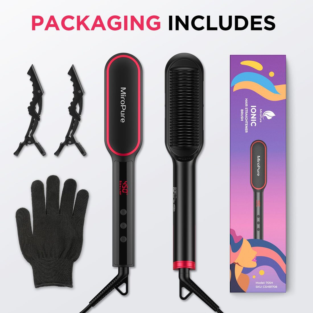MiroPure 2-in-1 hair straightener brush