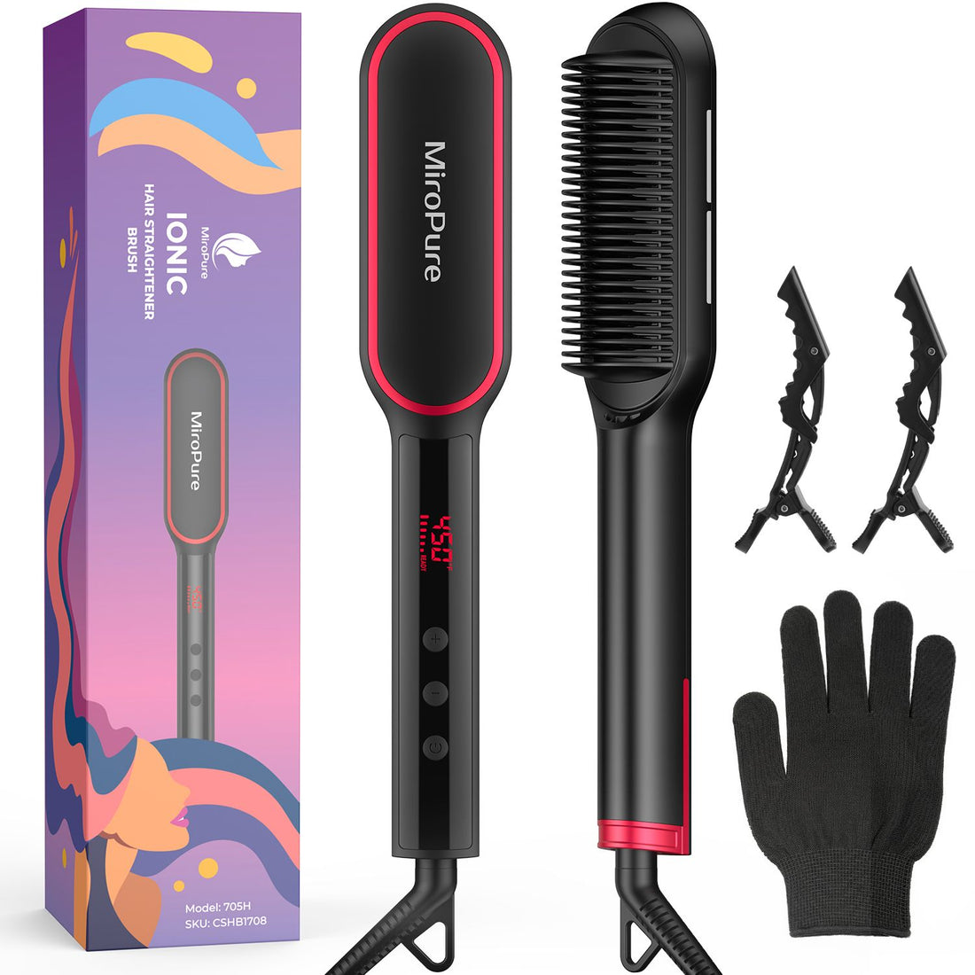 Hair straightener brush bristle and heat plate detail