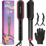 Hair straightener brush bristle and heat plate detail