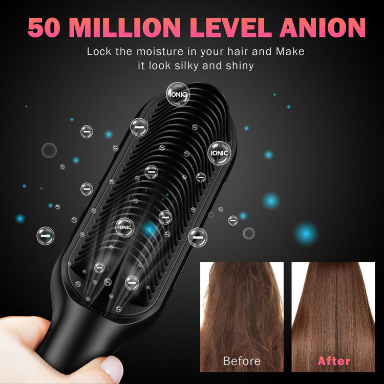 Hair straightener brush handle and cord view