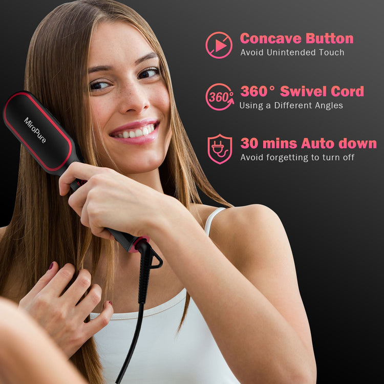 Hair straightener brush styling smooth straight hair